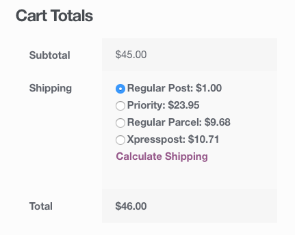 quoted shipping costs